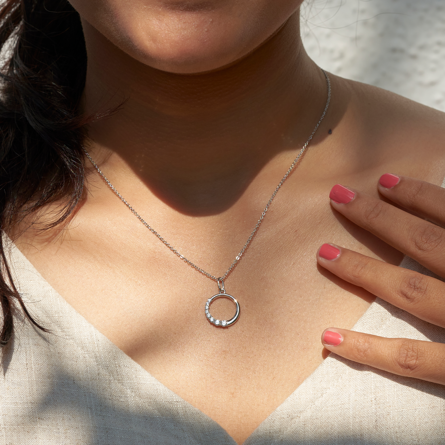 Moonshine Silver Diamond Necklace