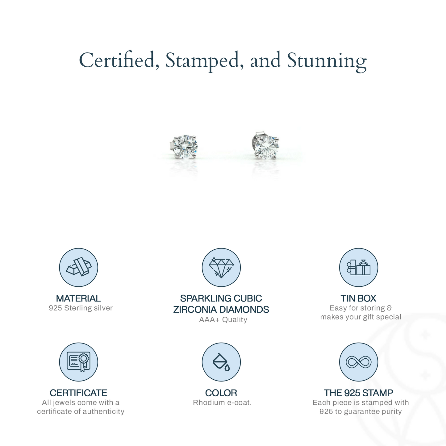 Premium Solitaire Silver Earrings