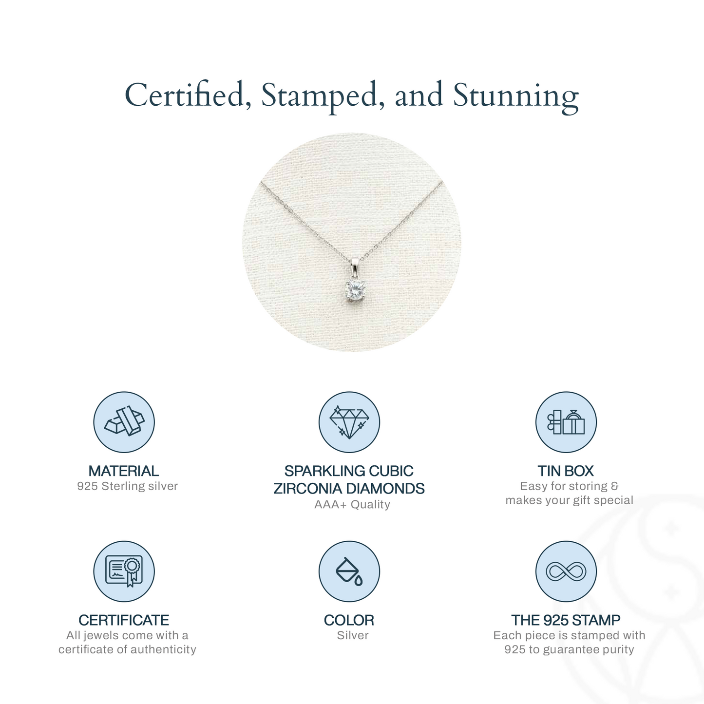 Premium Solitaire Silver Necklace