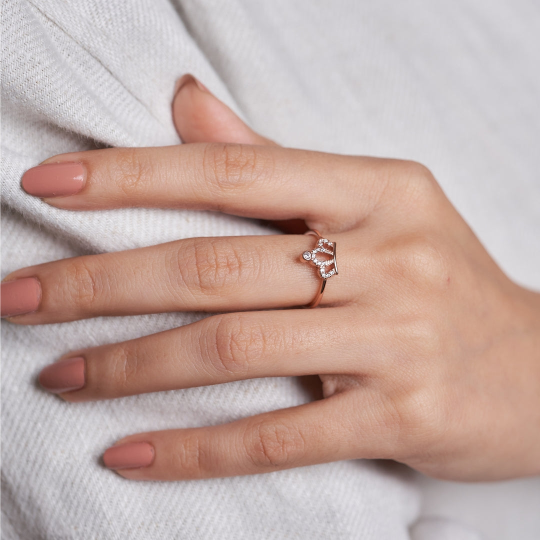 Rose Gold Silver Tiara Diamond Ring