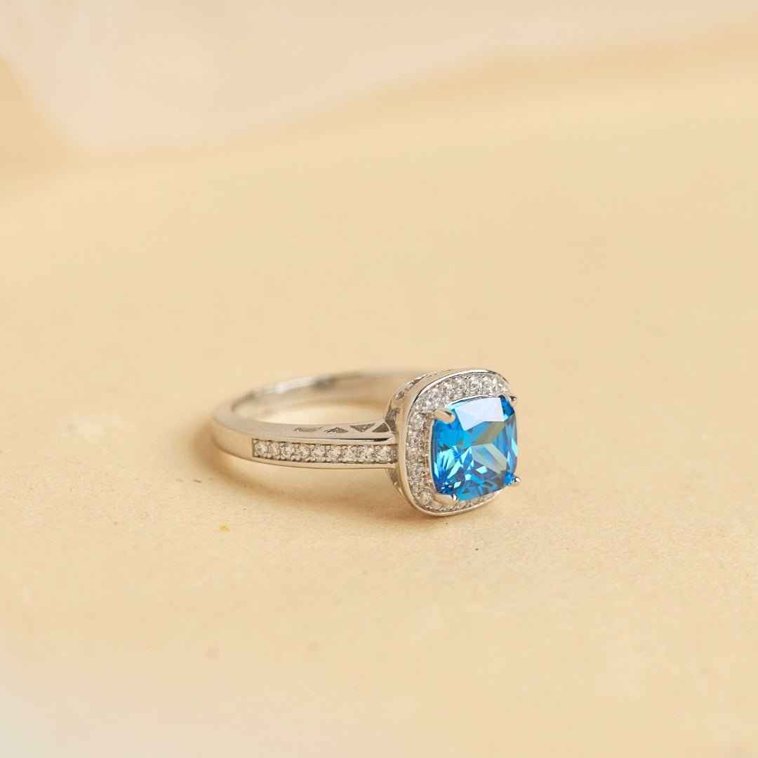 Blue Ocean Rose Gold Silver Ring