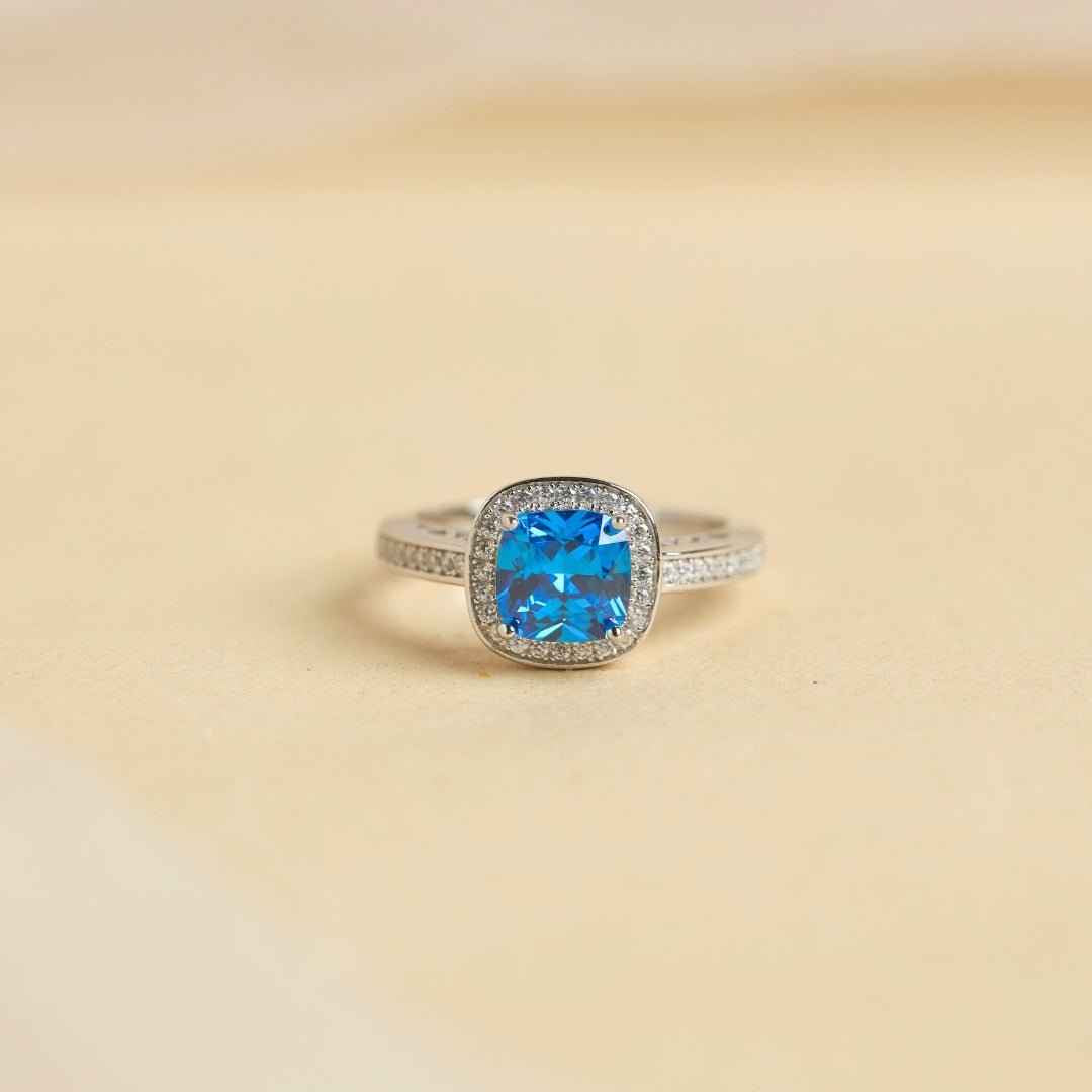 Blue Ocean Rose Gold Silver Ring