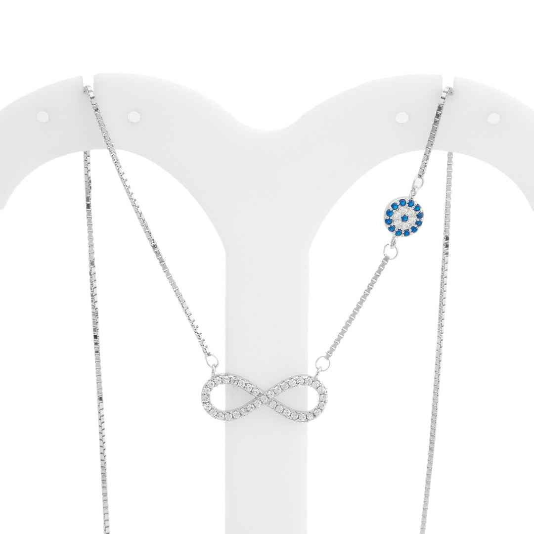 Evil Eye Eternity Silver Diamond Necklace