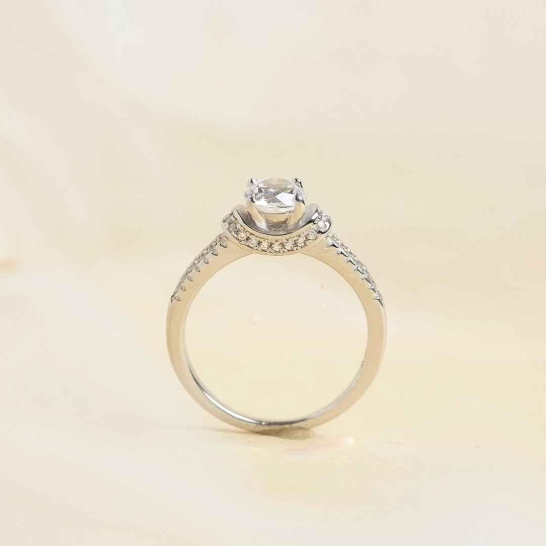 Lustre Solitaire Silver Ring