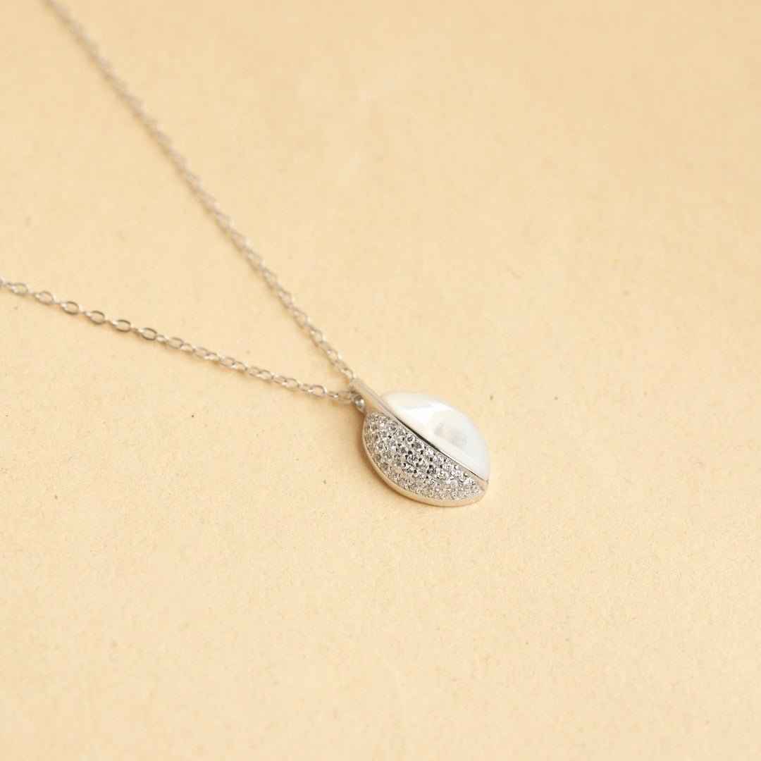 Mother Of Pearl Drop Silver Necklace
