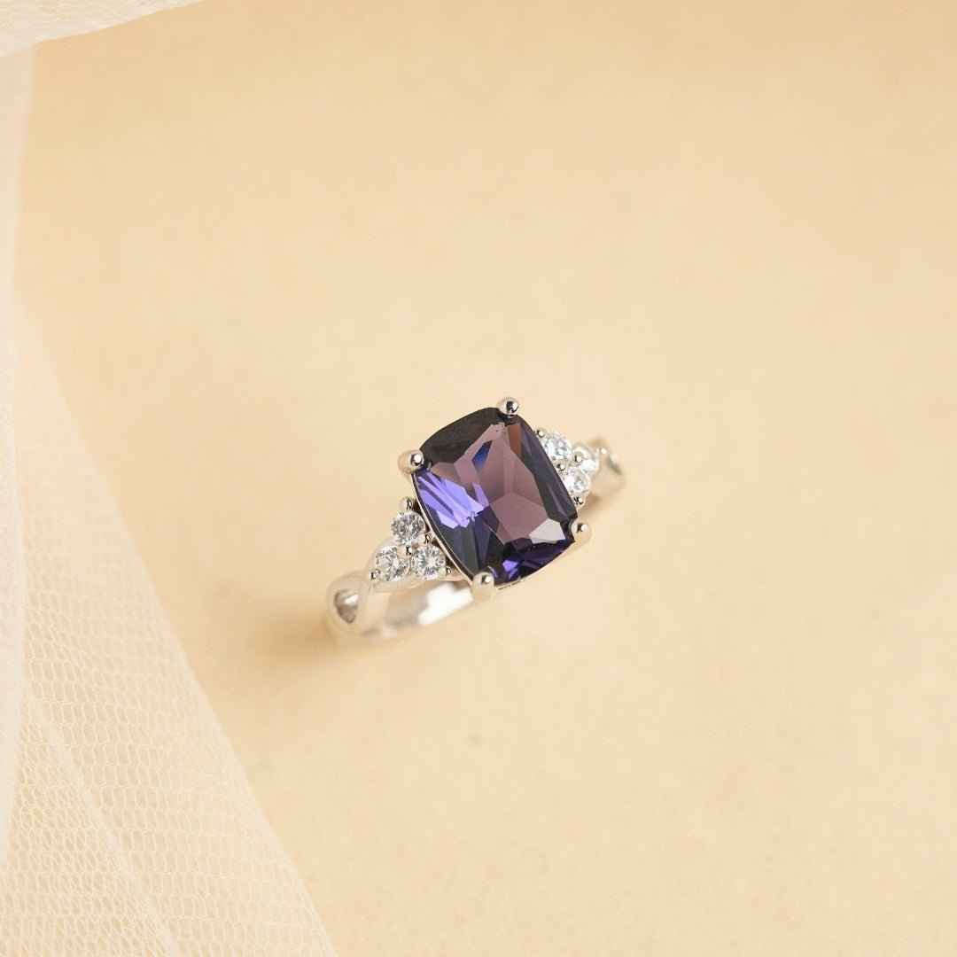 Purple Stone Silver Ring