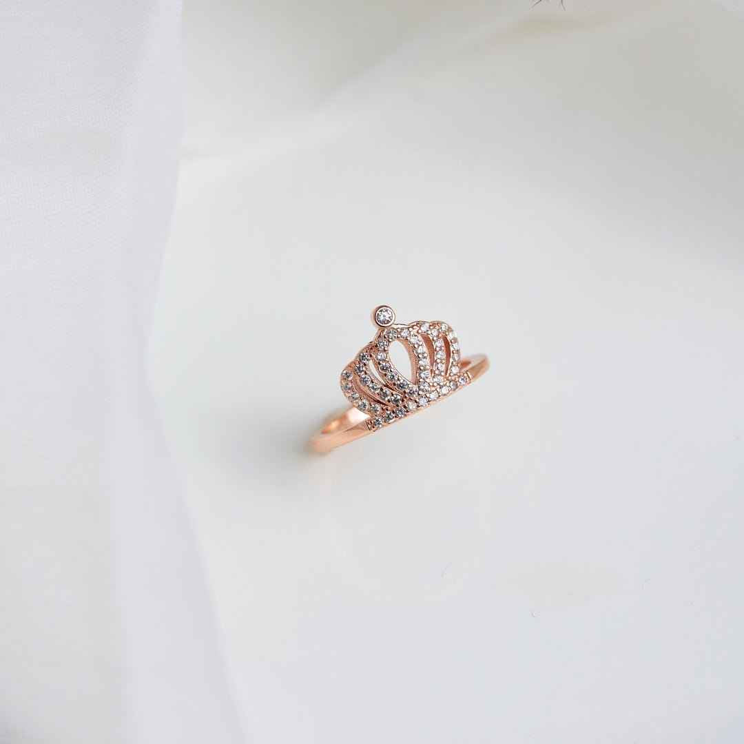 Rose Gold Silver Crown Ring