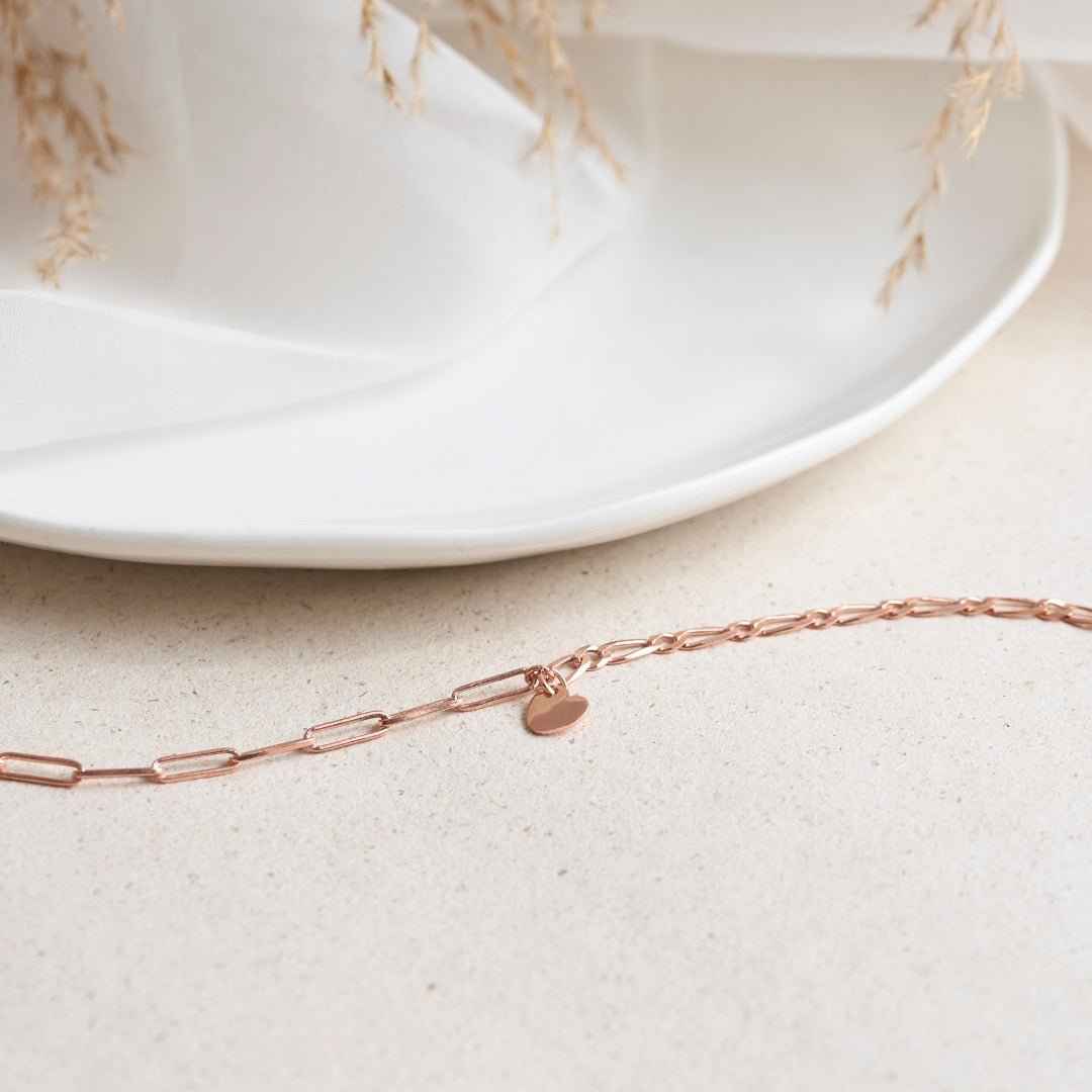 Rose Gold Silver Heart Charm Bracelet