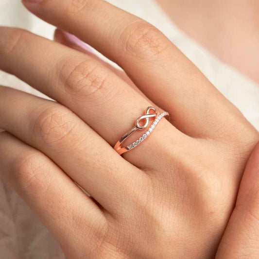Rose Gold Silver Infinity Ring
