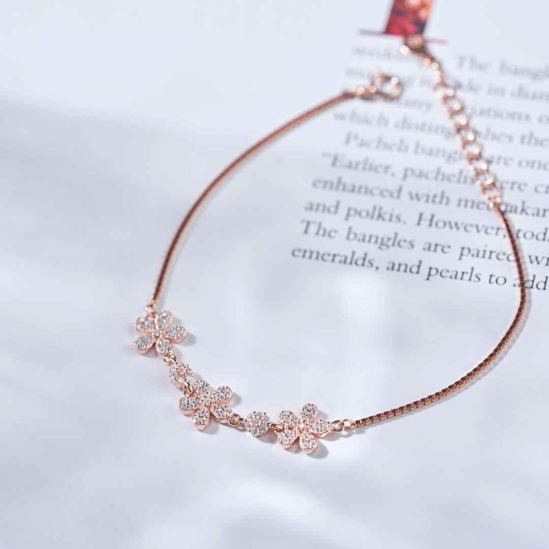 Rose Gold Silver Jasmine Diamond Bracelet