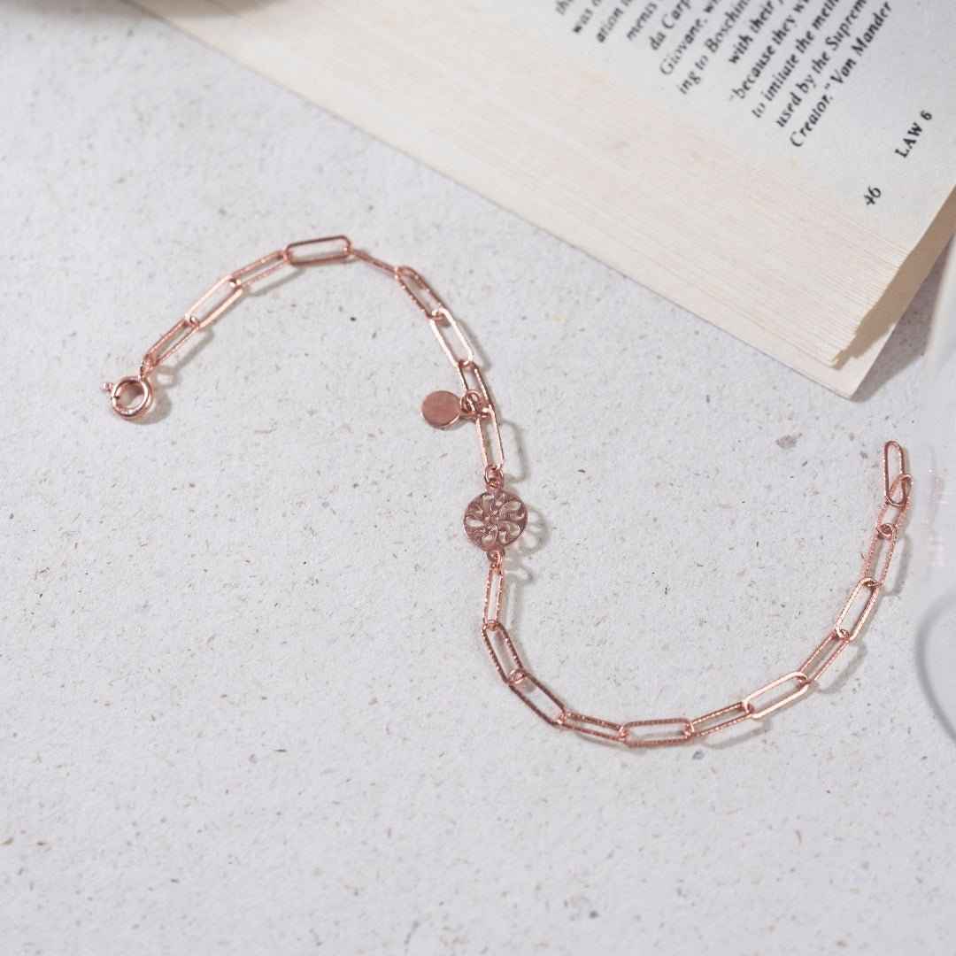 Rose Gold Silver Life Circle Bracelet
