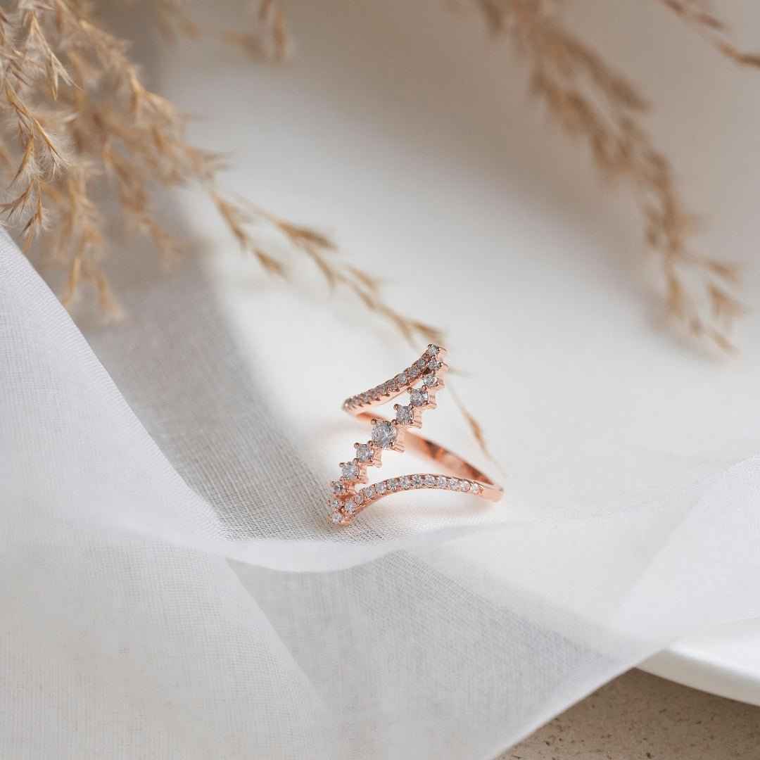 Rose Gold Silver Nebula Diamond Ring