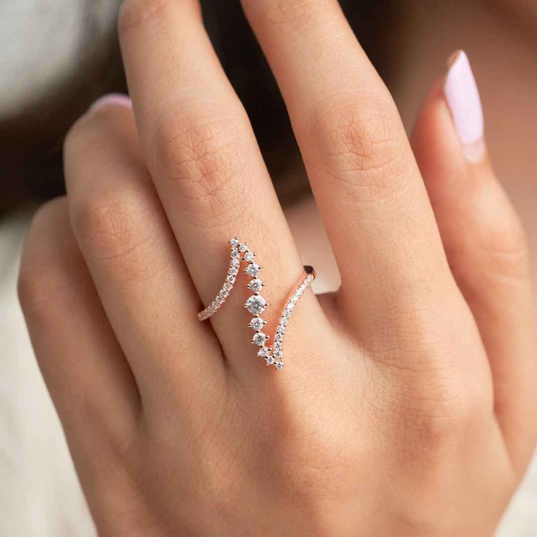 Rose Gold Silver Nebula Diamond Ring