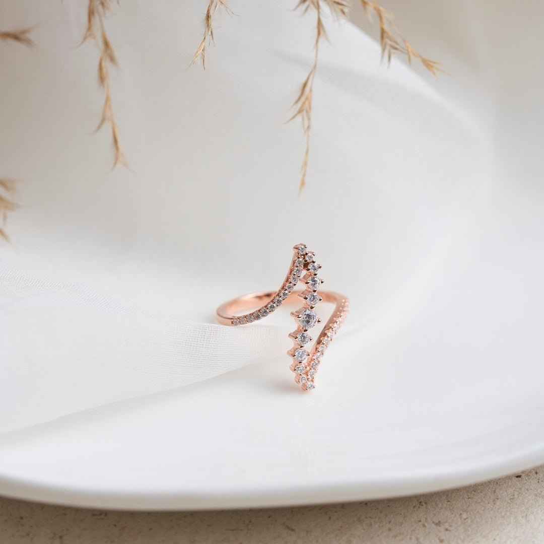 Rose Gold Silver Nebula Diamond Ring