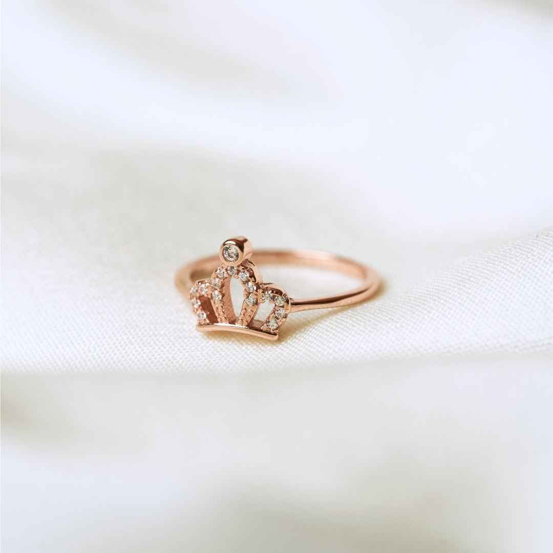 Rose Gold Silver Tiara Diamond Ring
