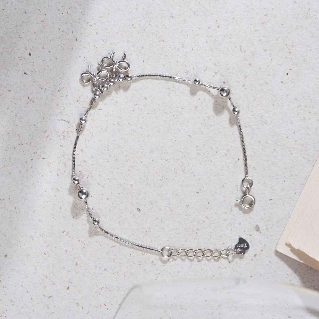 Silver Double Tie Beads Bracelet