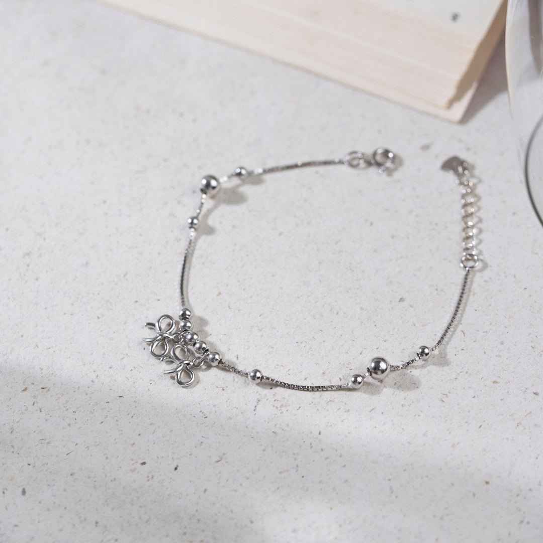 Silver Double Tie Beads Bracelet