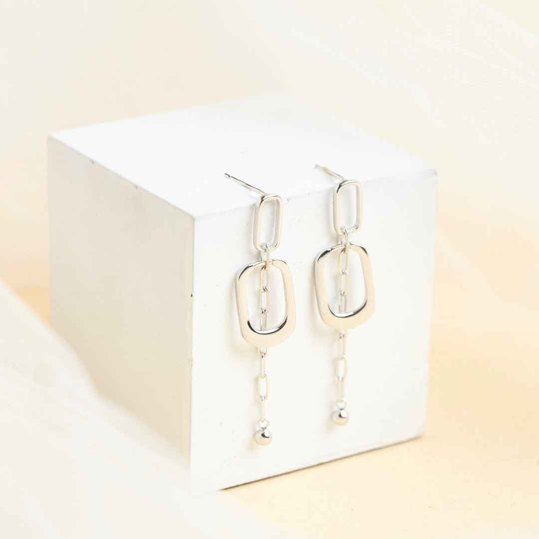 Silver Link Drop Earrings