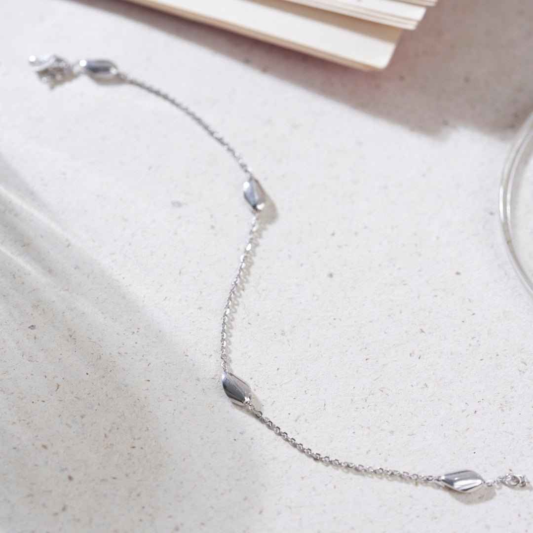 Silver Long Beads Bracelet