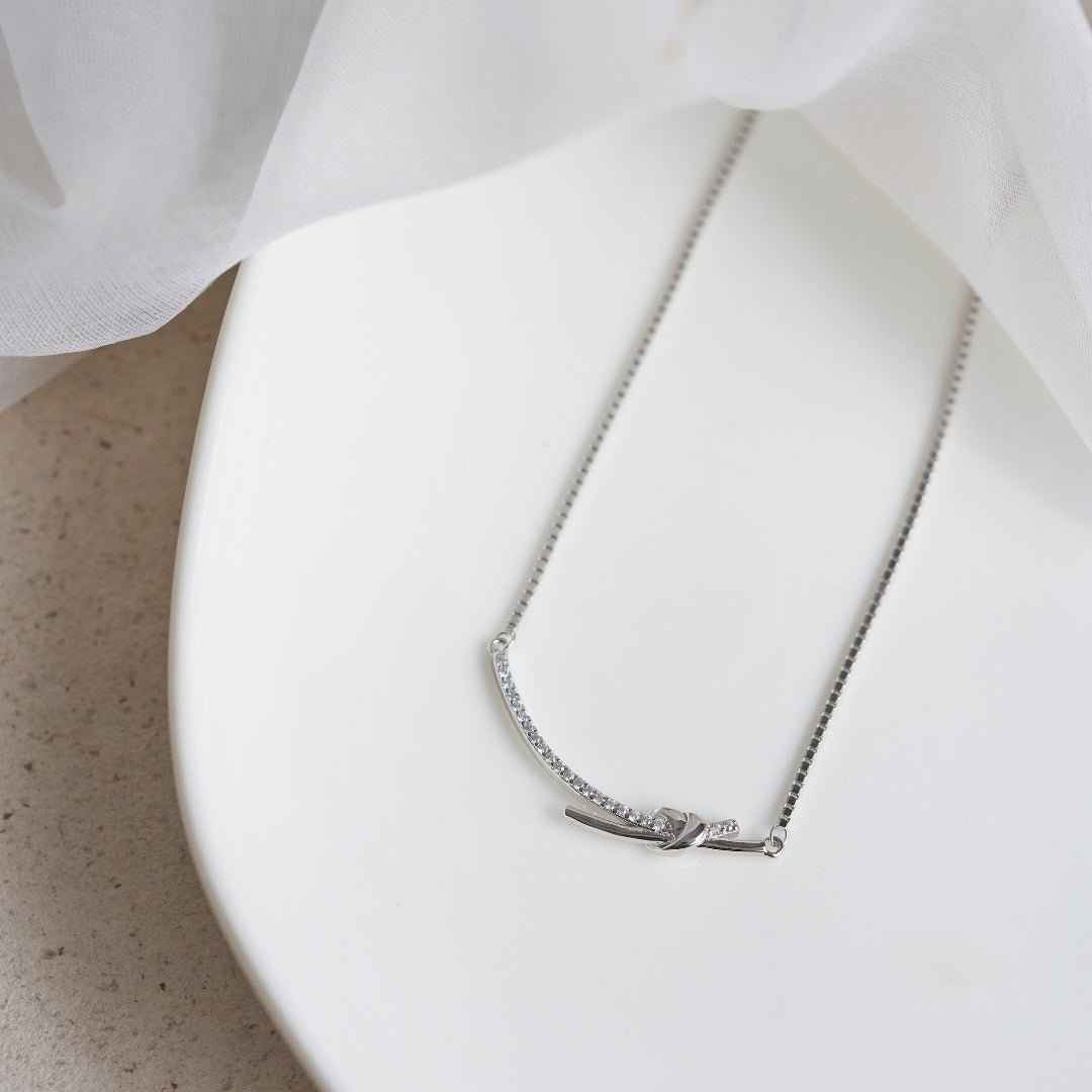 Silver TieKnot Diamond Necklace