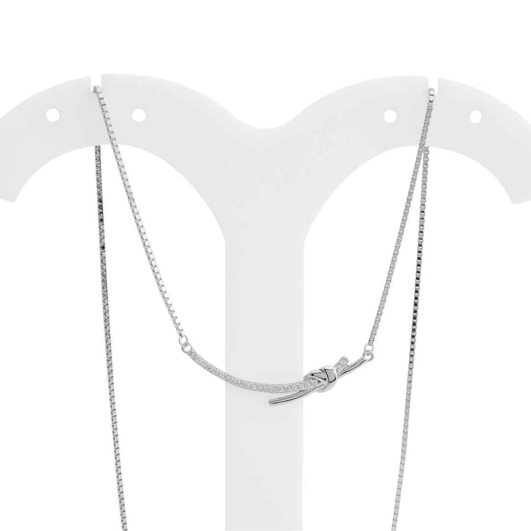 Silver TieKnot Diamond Necklace