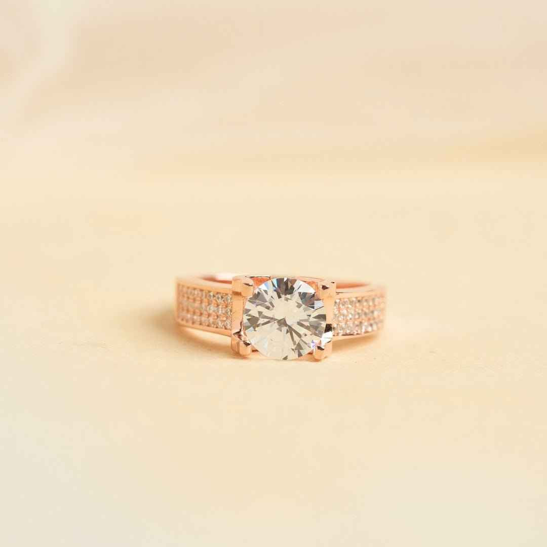Solitaire Rose Gold Silver Ring