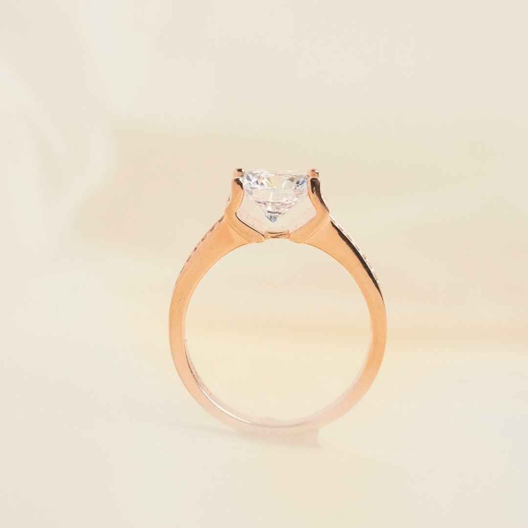 Solitaire Rose Gold Silver Ring
