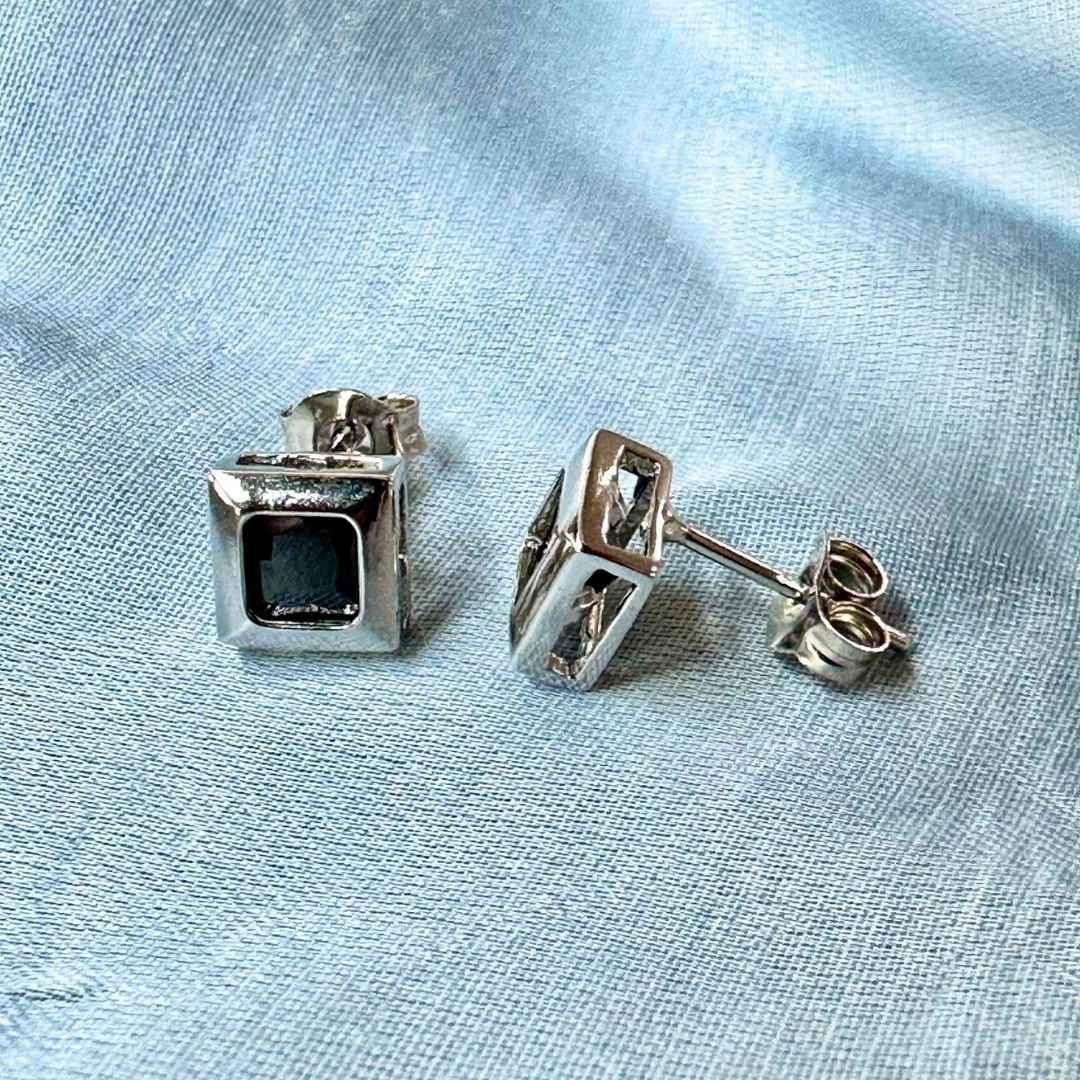 Black Stone Silver Earring