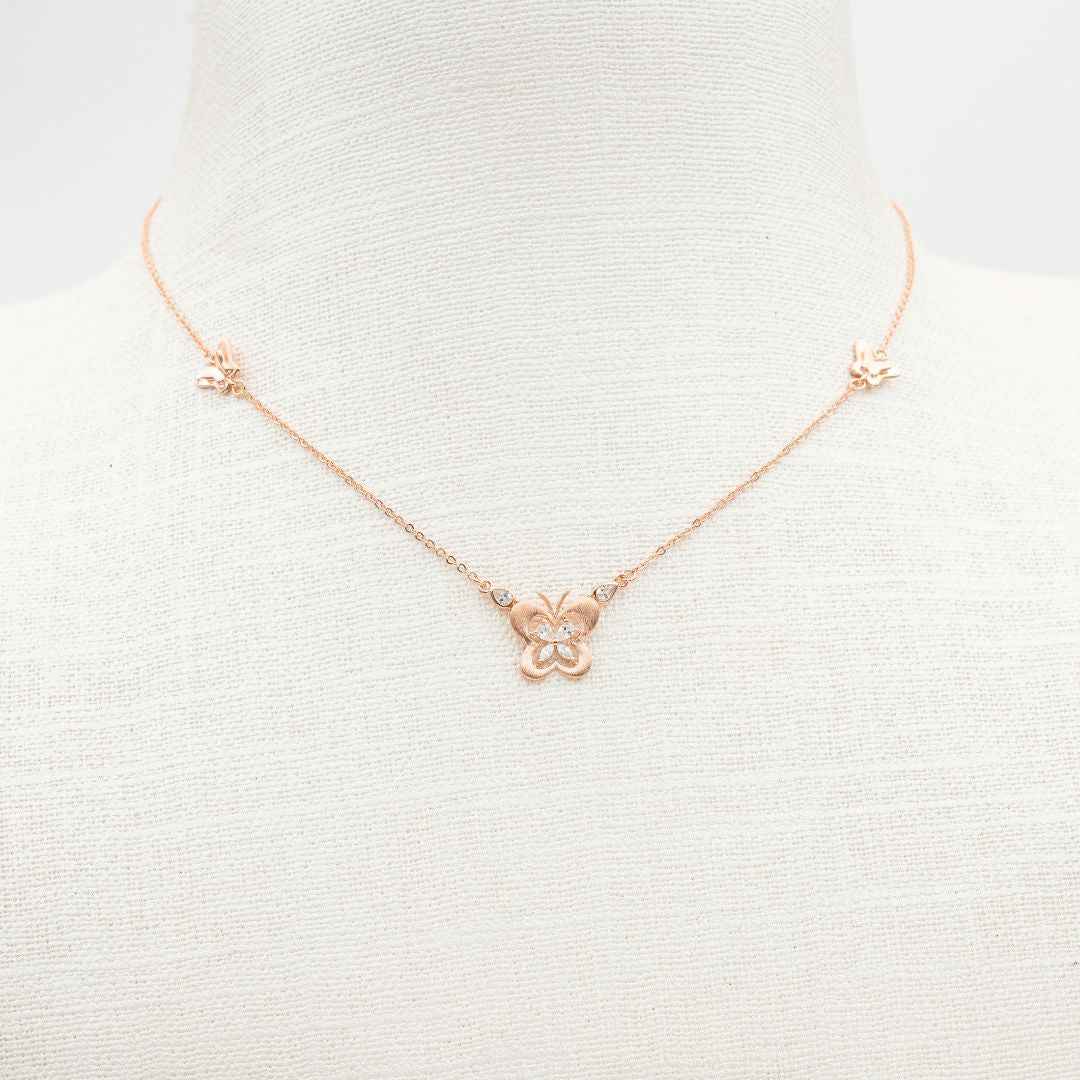 Butterfly Silver Diamond Pendant with Chain