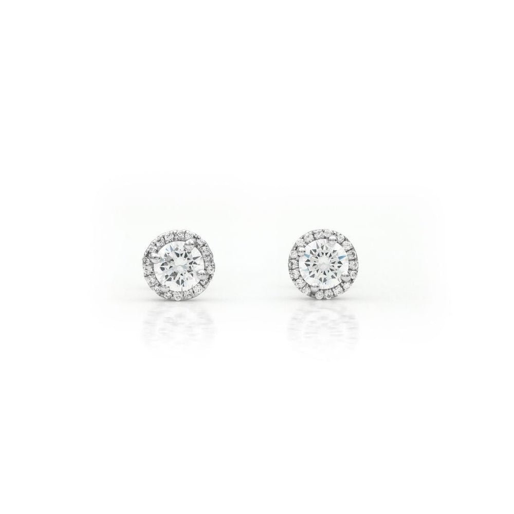 Halo Solitaire Stud Silver Earrings - Shinewine.co