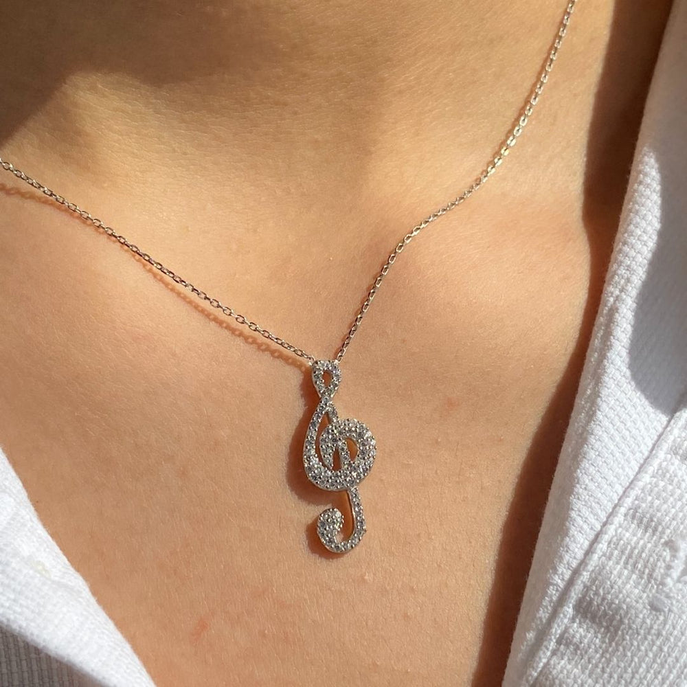 Musical Notes Silver Necklace - Shinewine.co