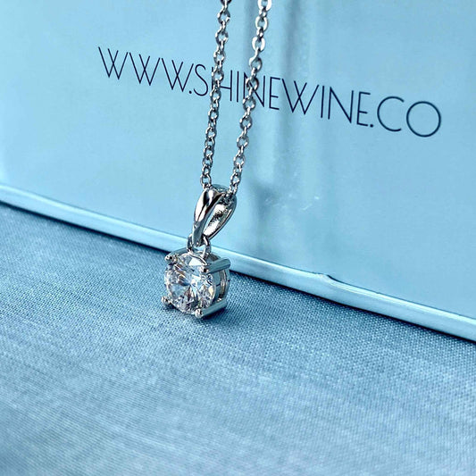 Premium Solitaire Silver Necklace
