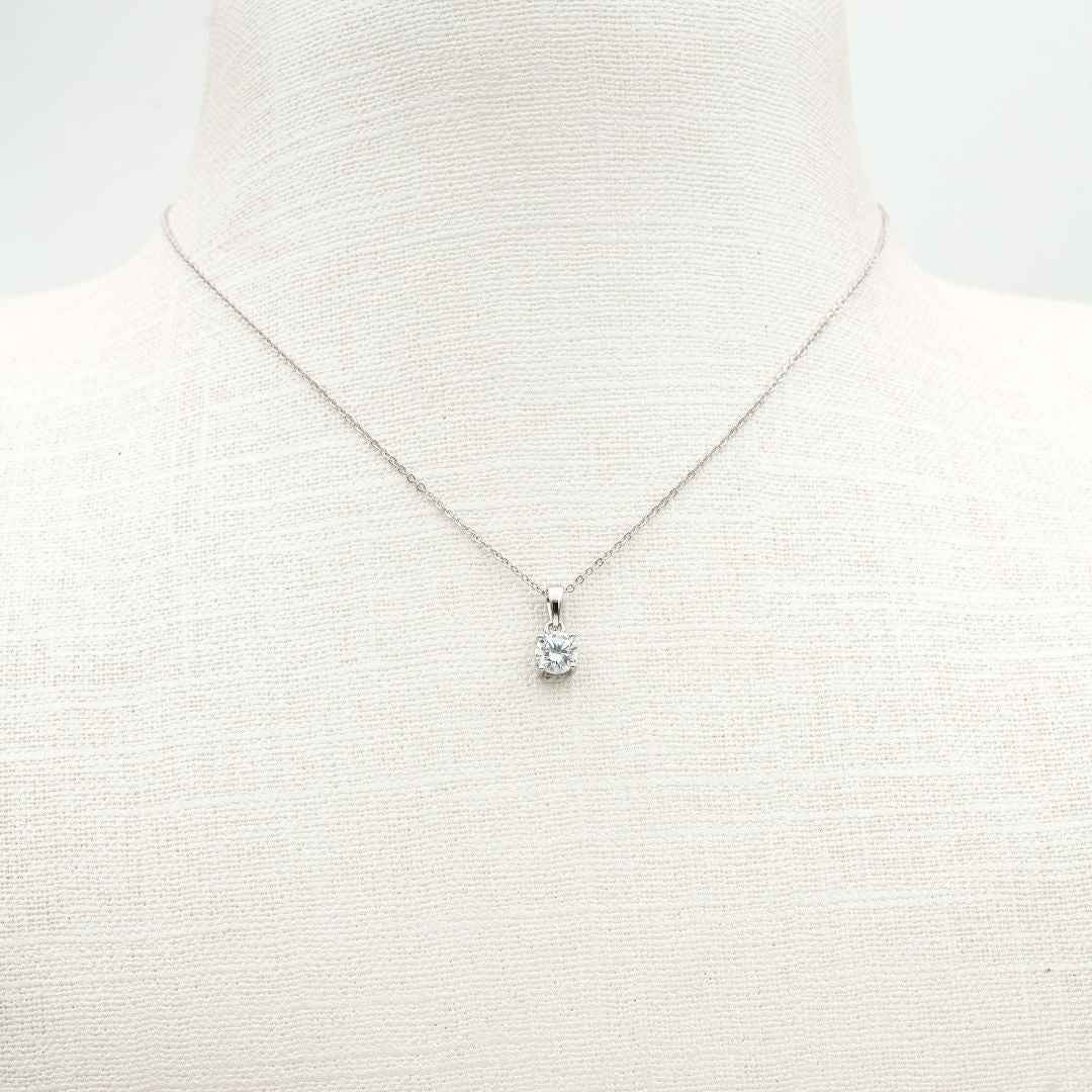 Premium Solitaire Silver Necklace