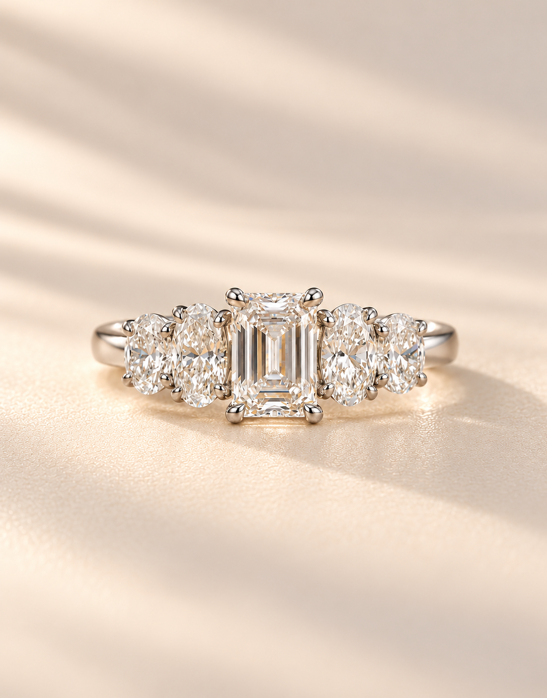 Emerald cutdiamondringonivory_1