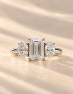 Load image into Gallery viewer, Emerald Cut Three Stone LGD Ring
