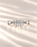 Load image into Gallery viewer, Opal Emerald Cut Three Stone LGD Ring
