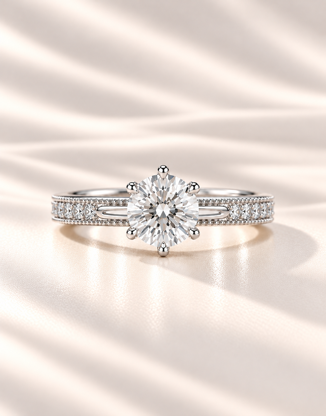 Platinumsolitaireringonivorysatin
