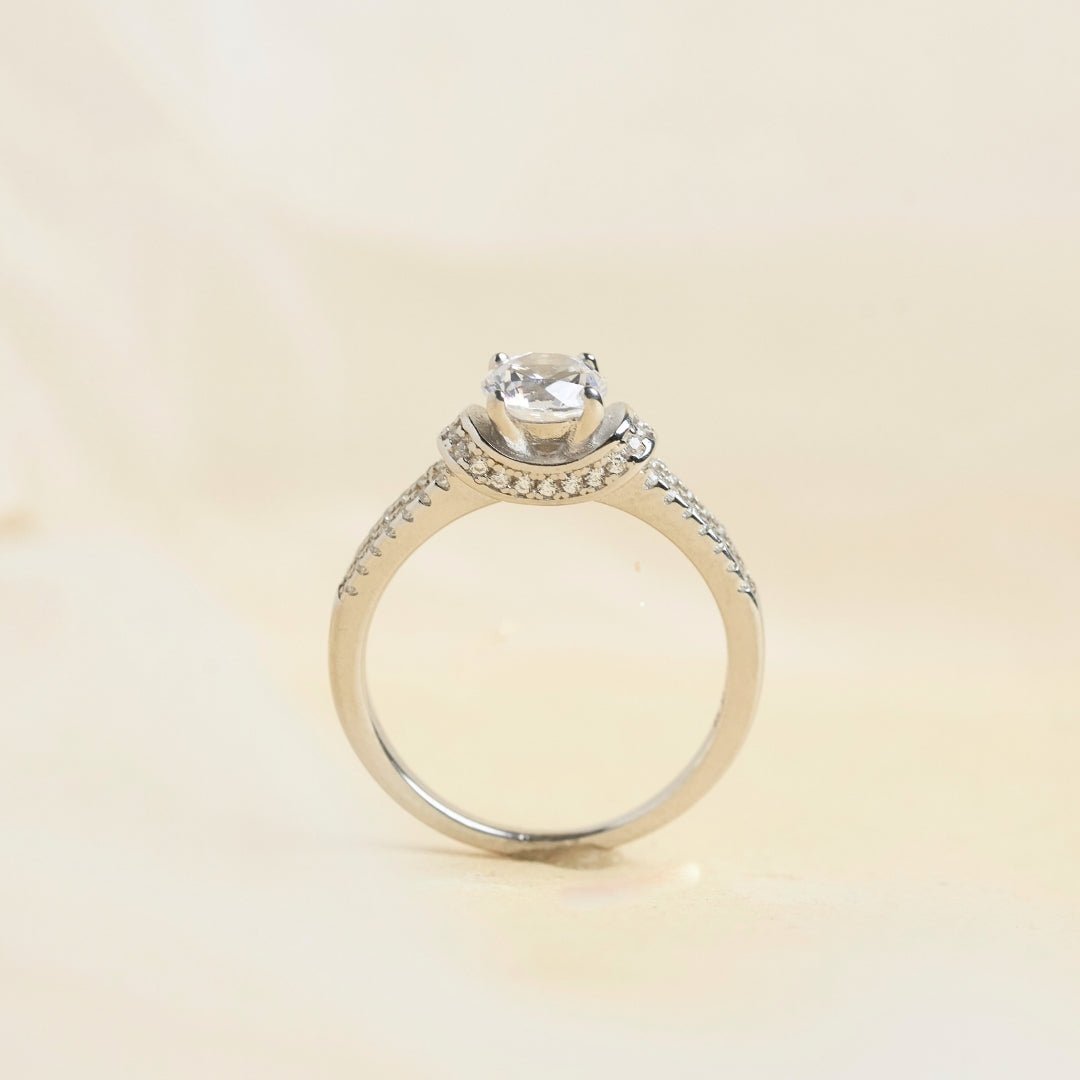 Lustre Solitaire Silver Ring - Shinewine.co