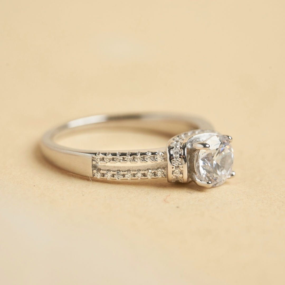 Lustre Solitaire Silver Ring