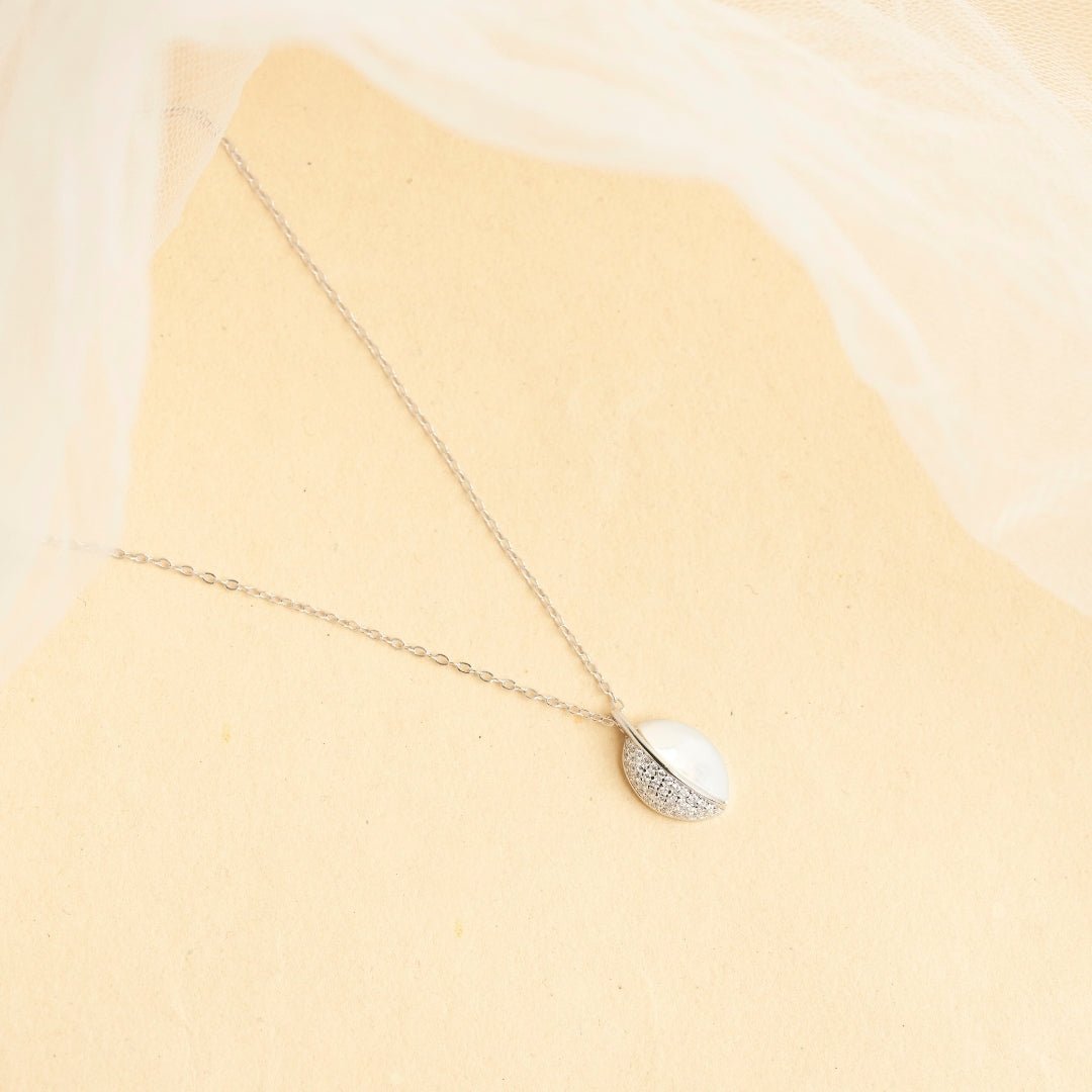 Mother Of Pearl Drop Silver Necklace - Shinewine.co