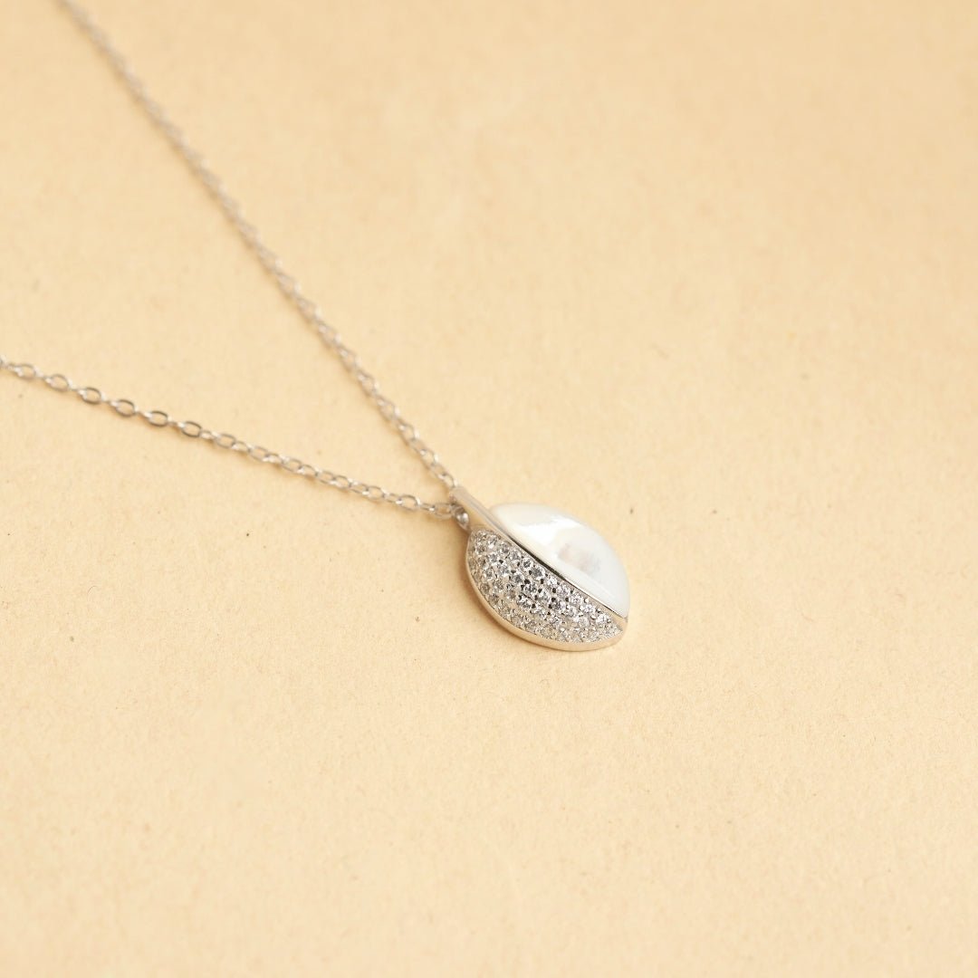 Mother Of Pearl Drop Silver Necklace - Shinewine.co