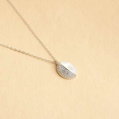 Mother Of Pearl Drop Silver Necklace - Shinewine.co