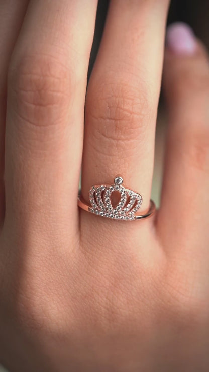 Rose Gold Silver Crown Ring