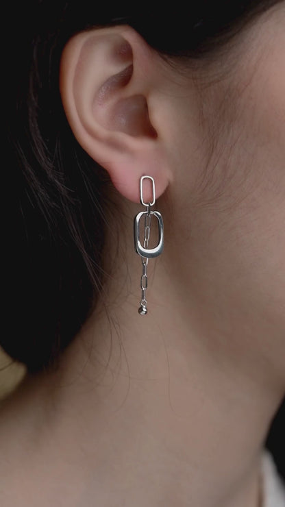 Silver Link Drop Earrings