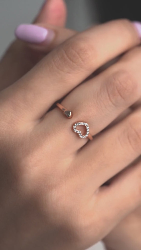 
            
                Load and play video in Gallery viewer, Rose Gold Silver Diamond Heart Ring
            
        