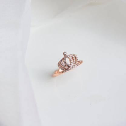 Rose Gold Silver Crown Ring - Shinewine.co