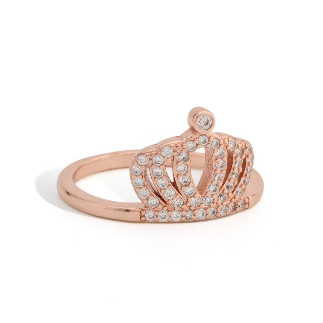 Rose Gold Silver Crown Ring - Shinewine.co