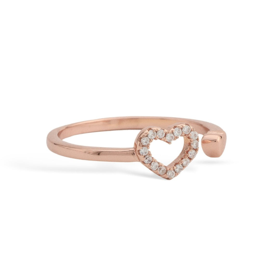 Rose Gold Silver Diamond Heart Ring - Shinewine.co