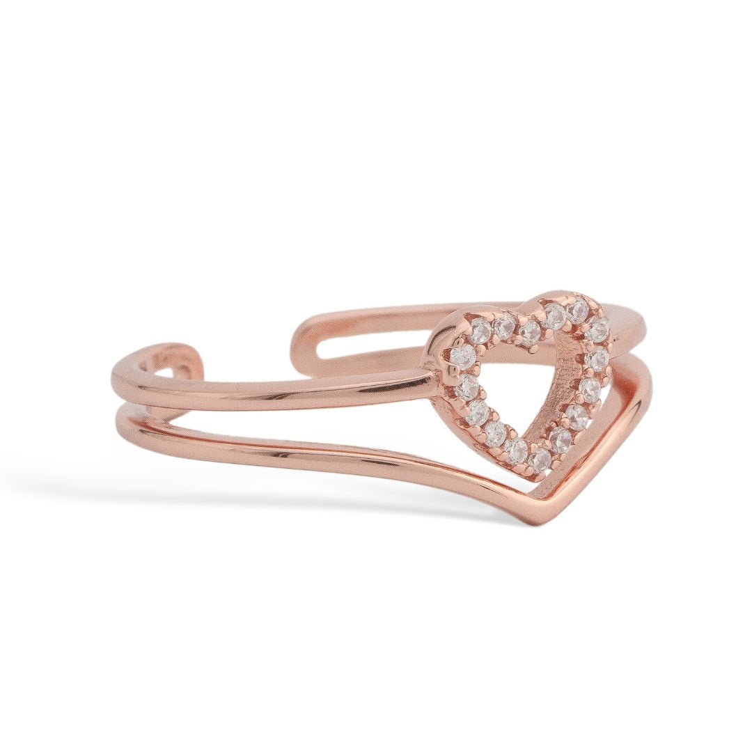 Rose Gold Silver Eternal Heart Diamond Ring - Shinewine.co