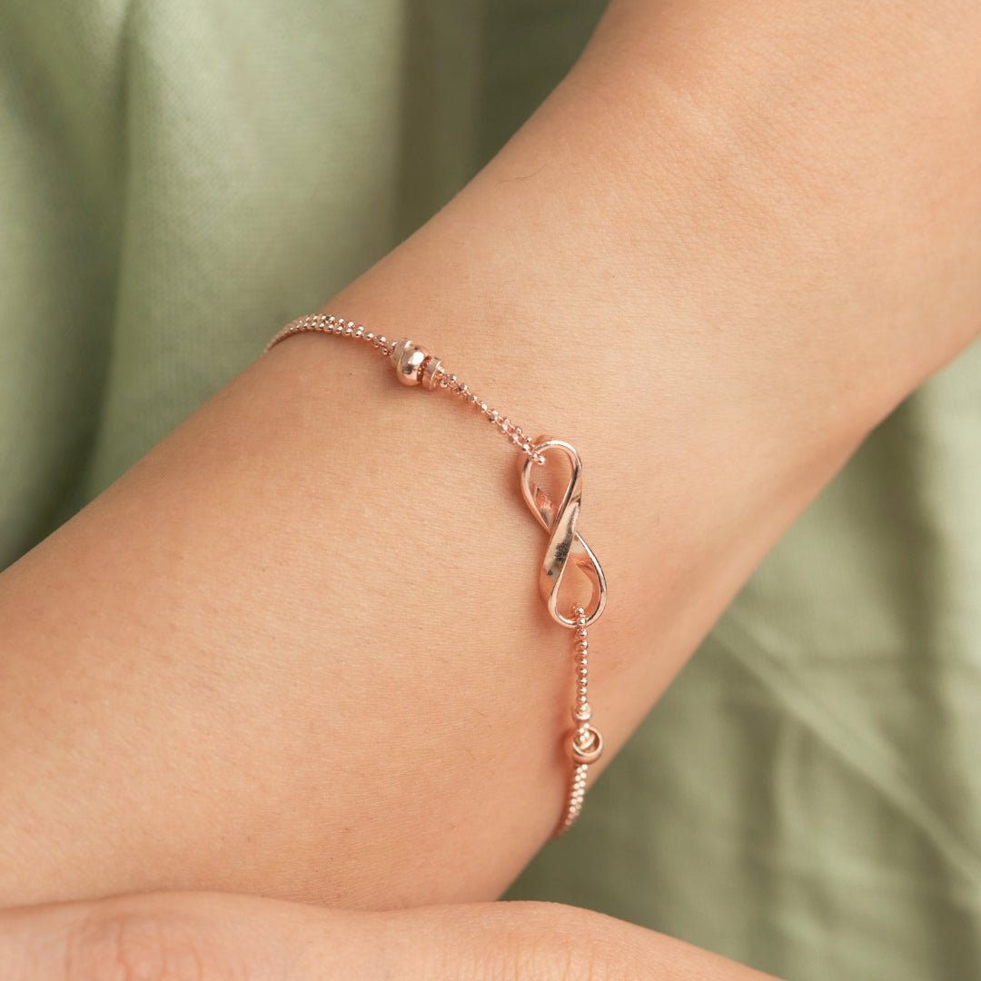 Rose Gold Silver Infinity Bracelet - Shinewine.co